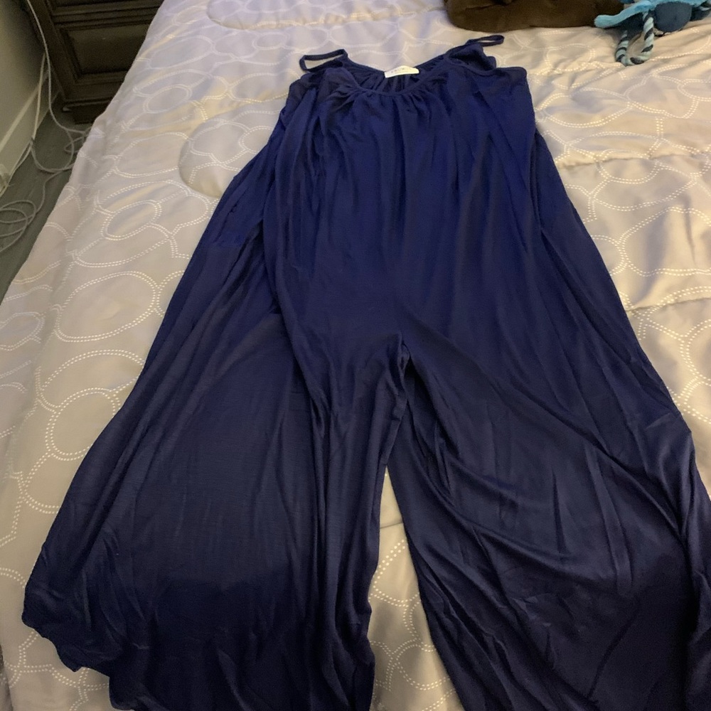 Frumos 1X Spaghetti Straps Jumpsuit-Only Blue left